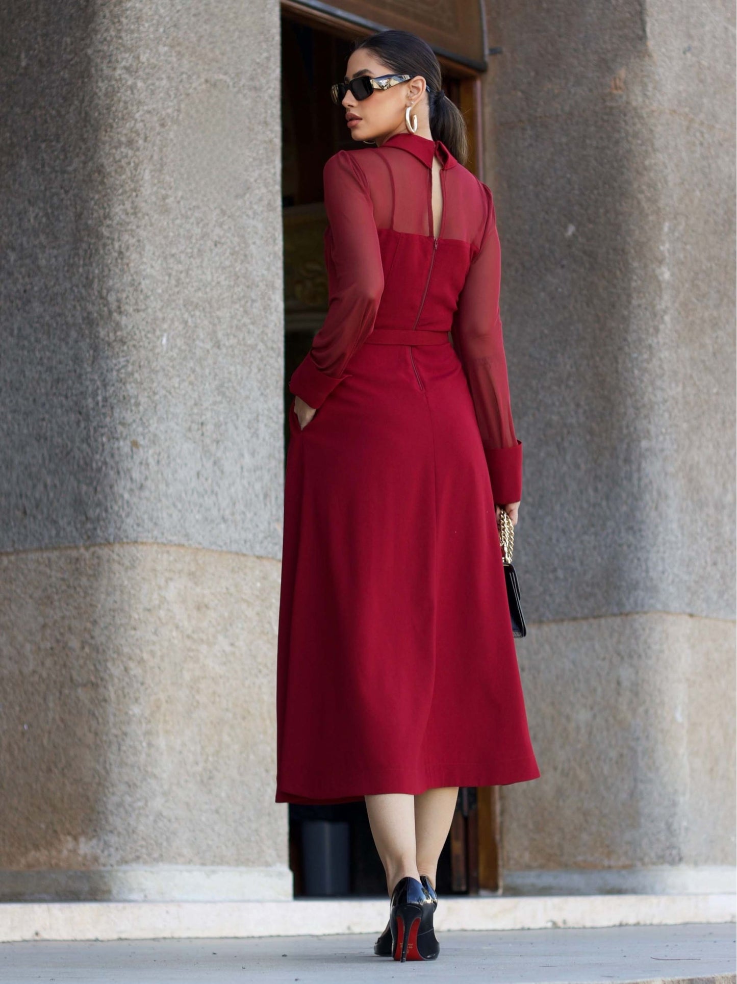 Vestido Luzia Fazzolli Tule Vinho