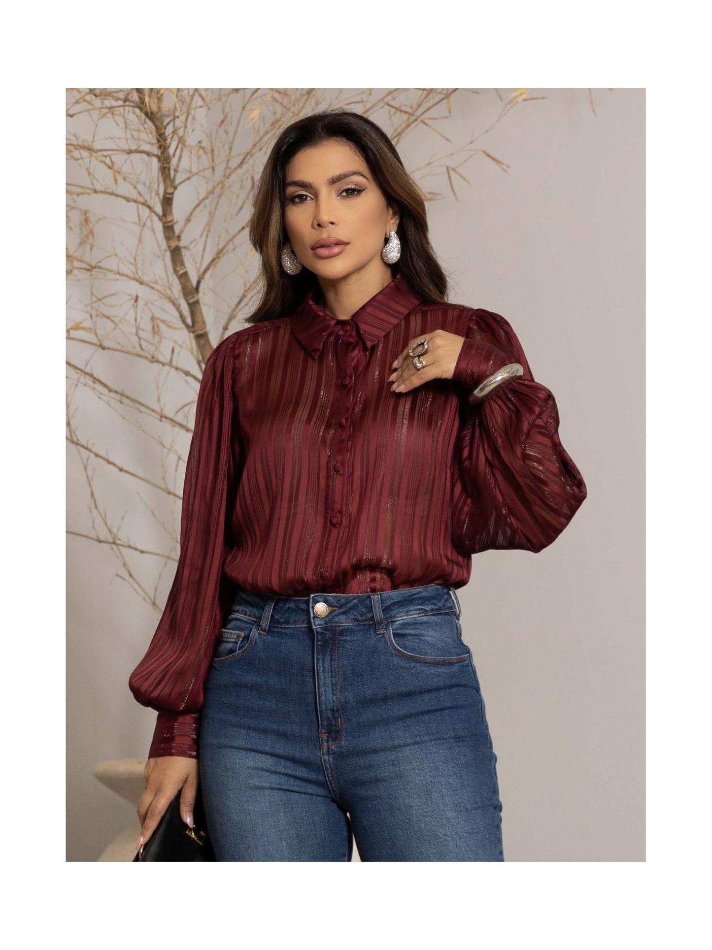 Camisa Luzia Fazzolli Taisi Vinho