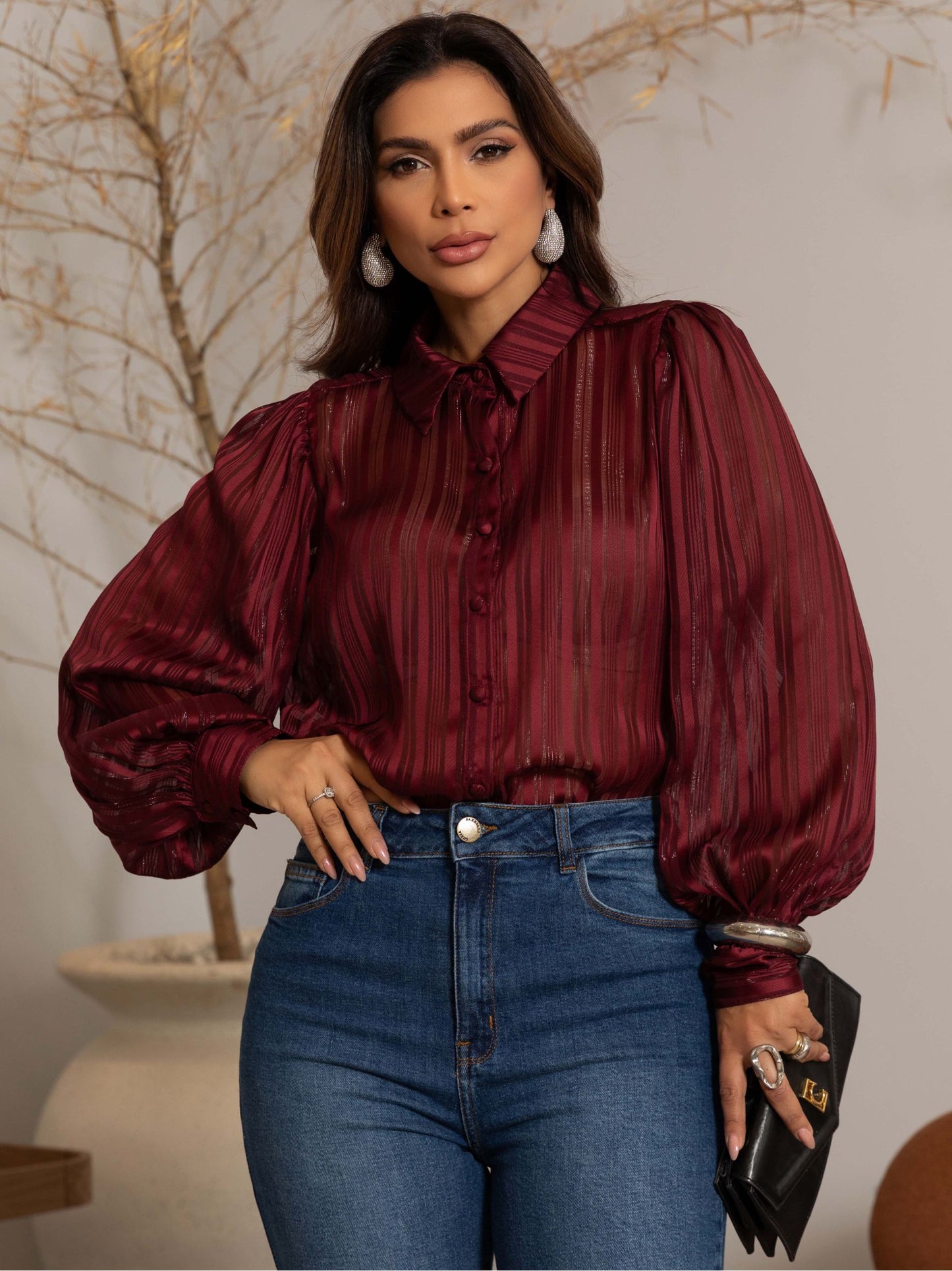 Camisa Luzia Fazzolli Taisi Vinho