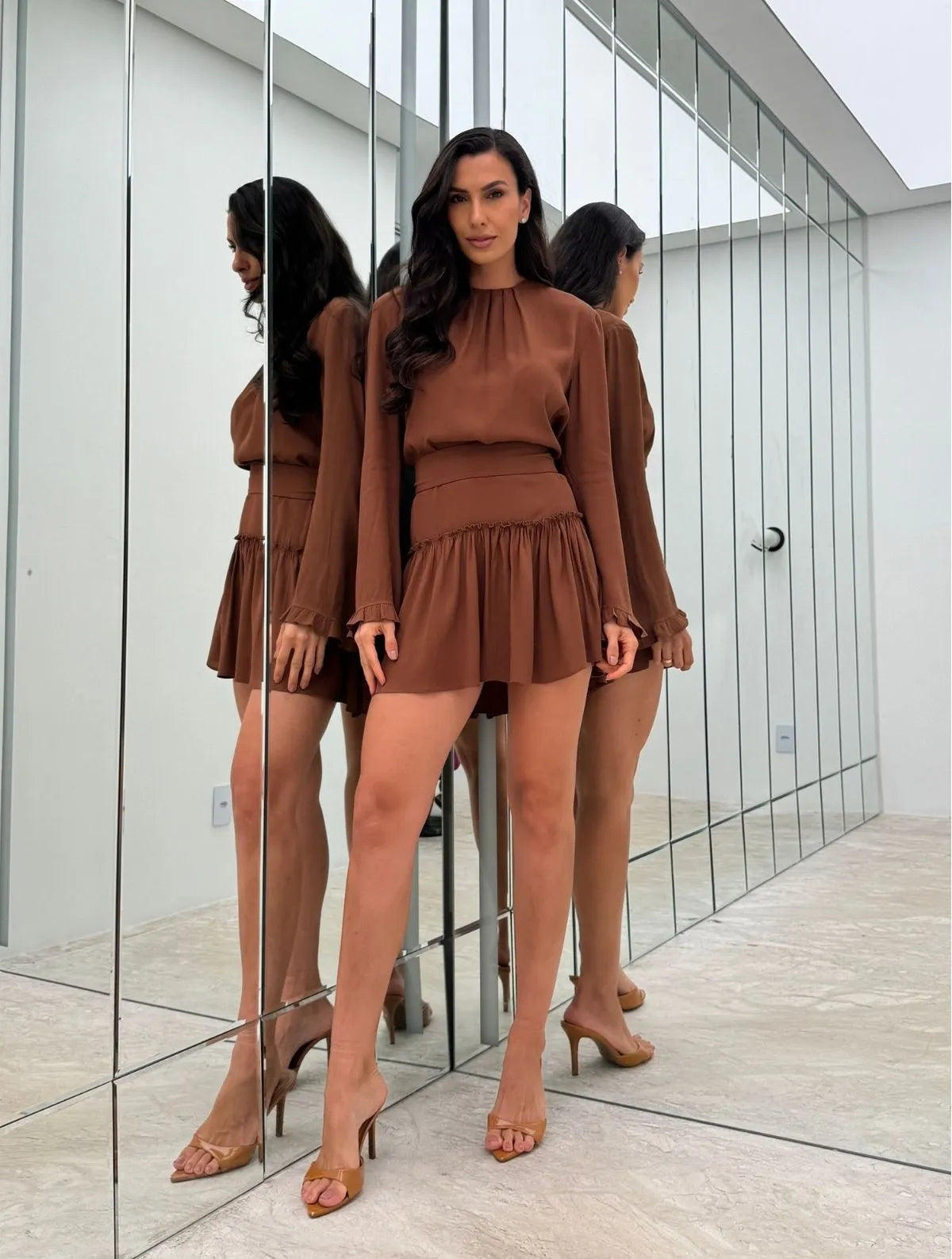 Vestido Cloude Giulia Marrom