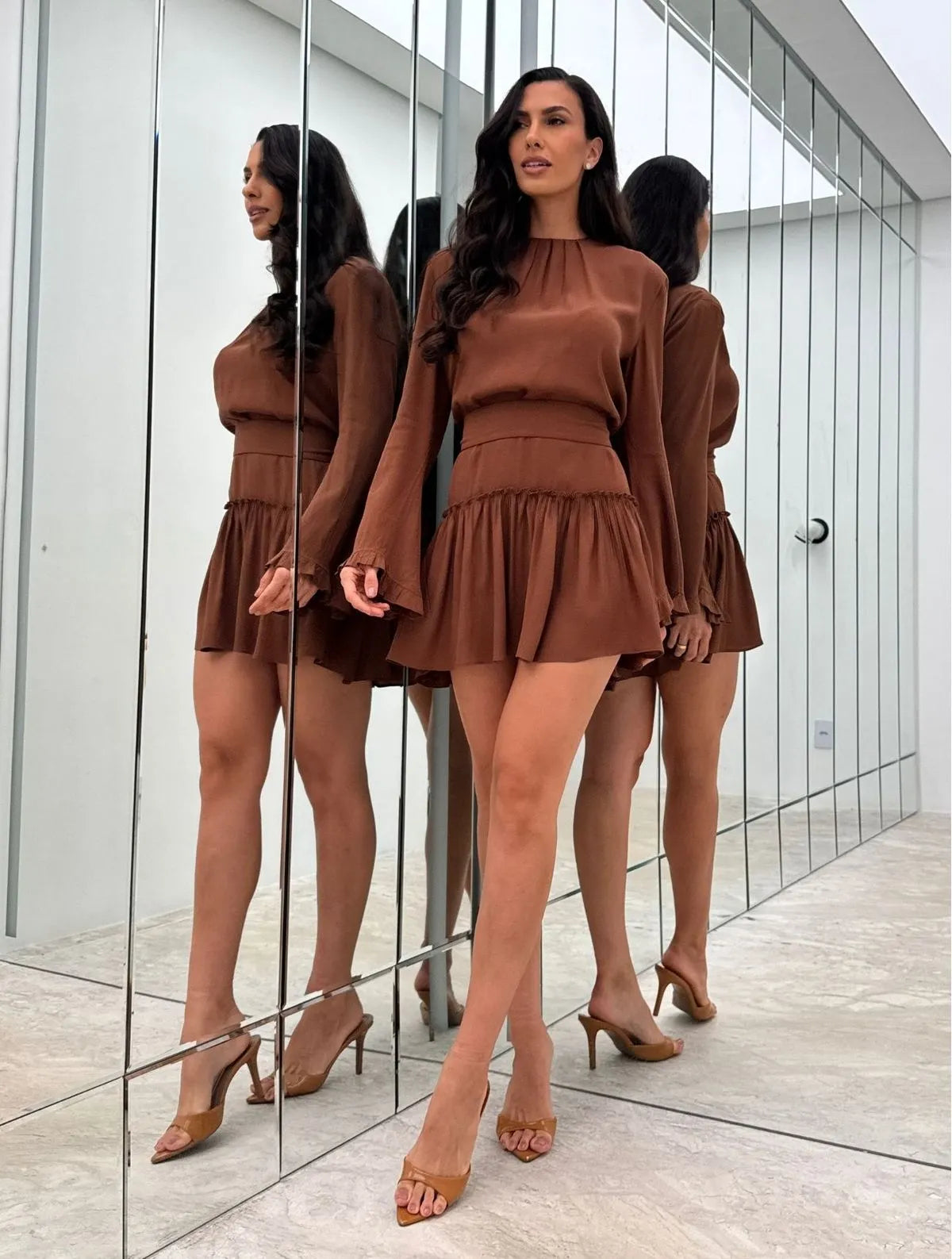 Vestido Cloude Giulia Marrom