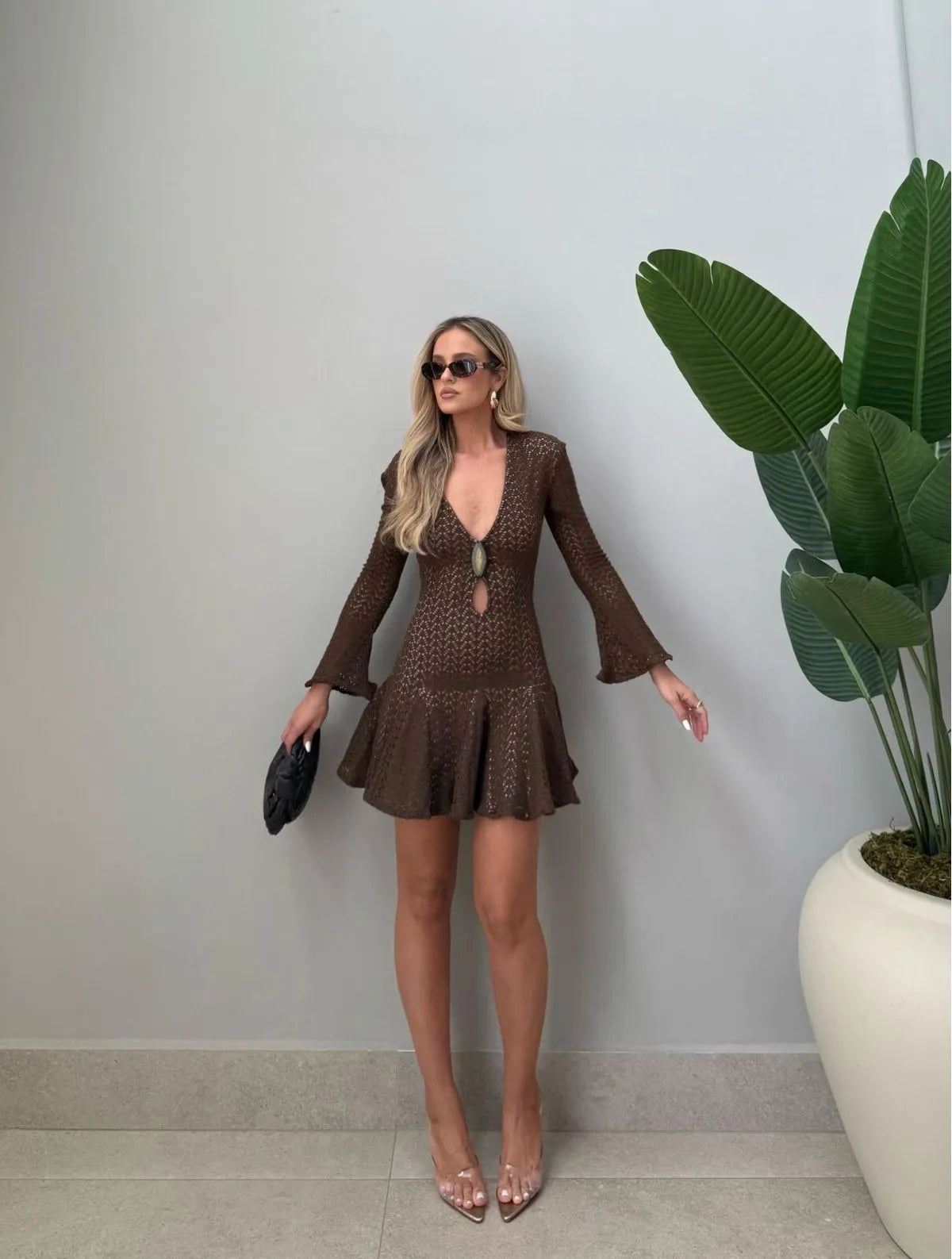 VESTIDO CLOUDE MAIA MARROM