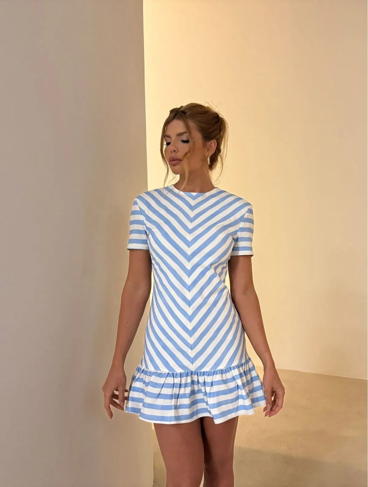 VESTIDO CLOUDE CATARINA LISTRA AZUL