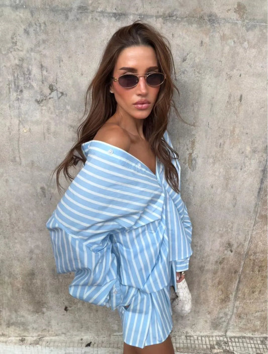 CONJUNTO CLOUDE HELO LISTRA AZUL