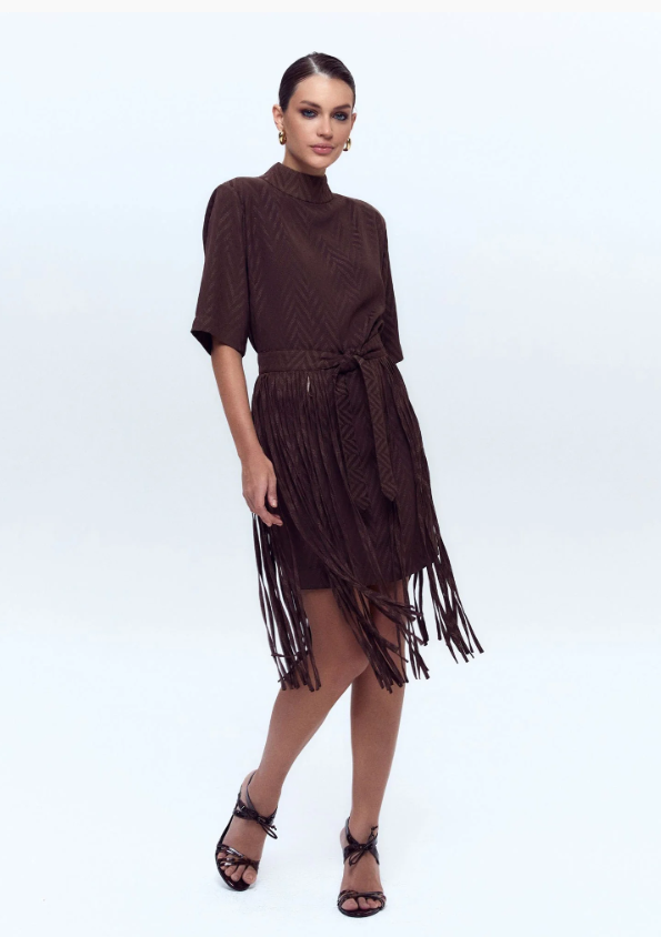 Vestido Raizz Liandra Marrom Cinto