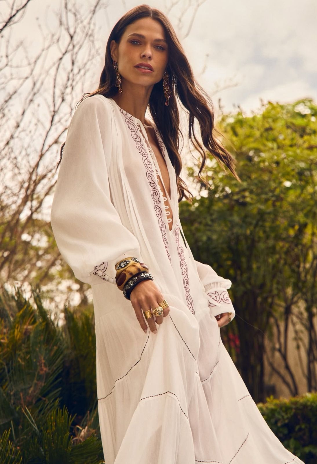 Vestido raizz juliana off whitee bordado
