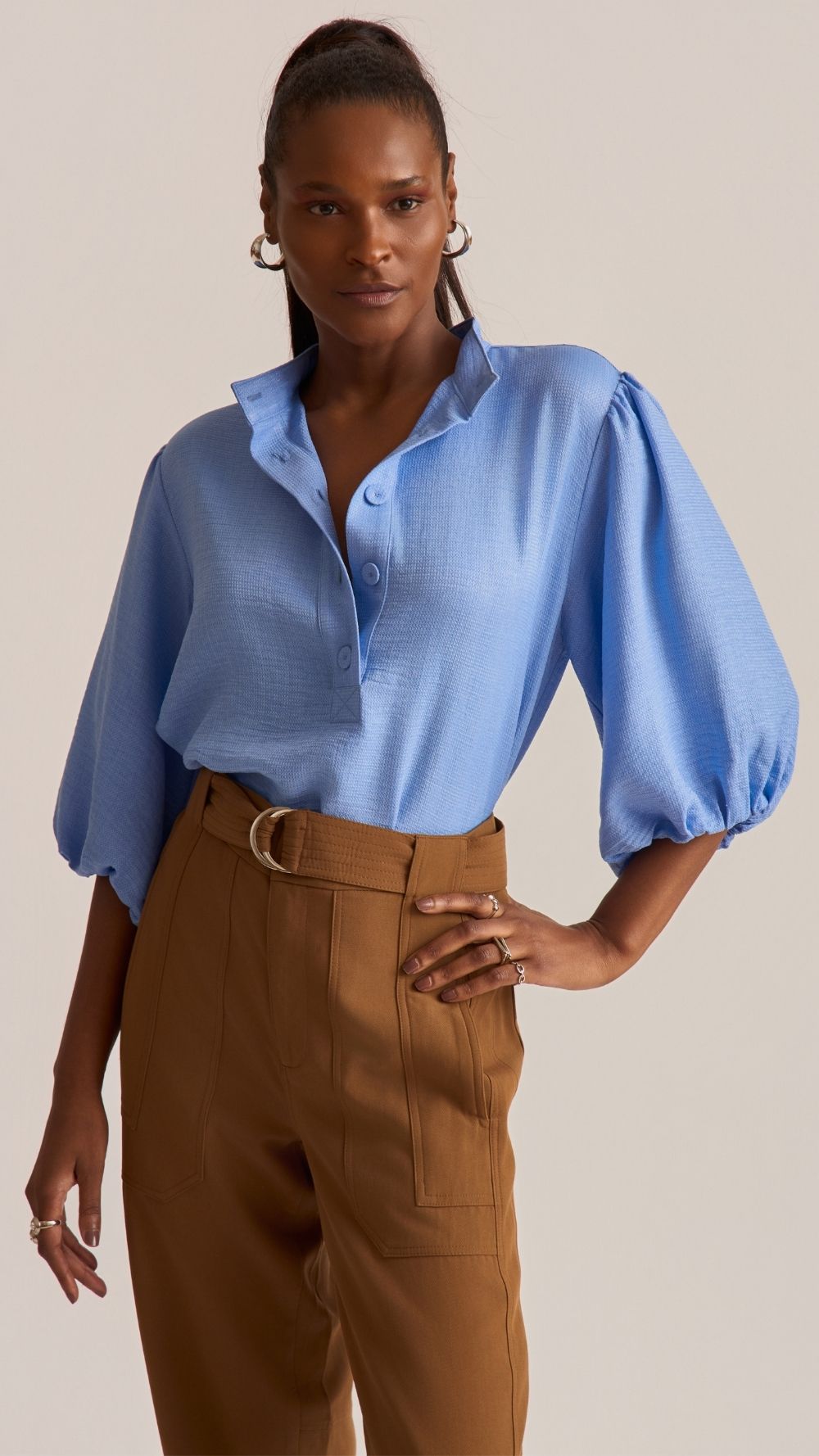 BLUSA RAIZZ MG BUFANTE AZUL CELESTE