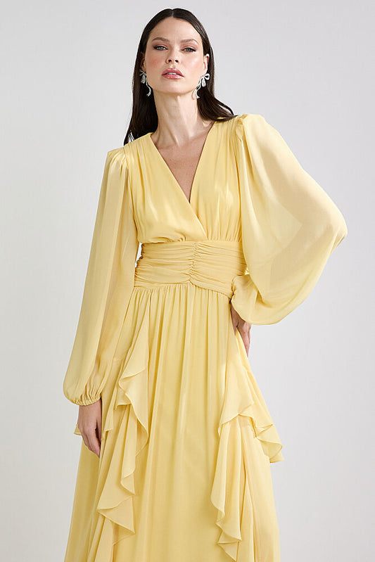 VESTIDO AVE RARA DRAPEADO HARMONY BUTTER