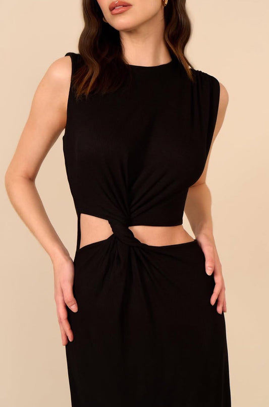 VESTIDO PRETO MALHA CANELADA VAVA
