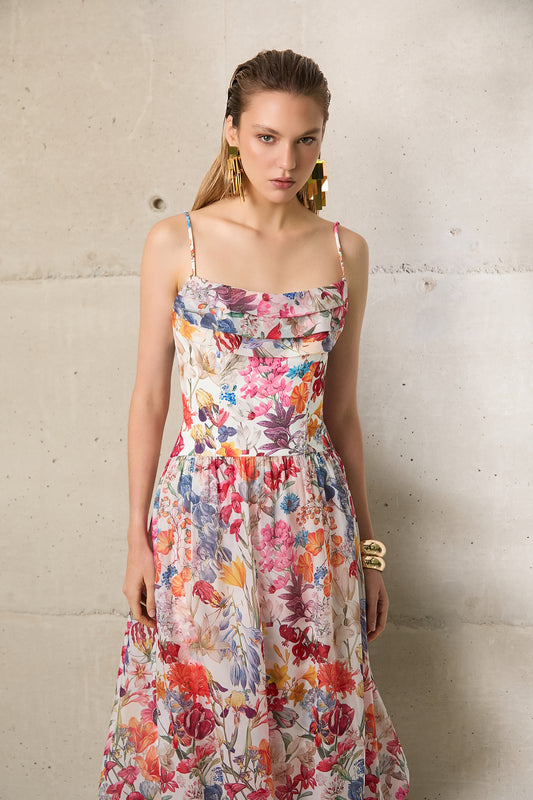 VESTIDO ARBOUR CREPE E ORGANZA