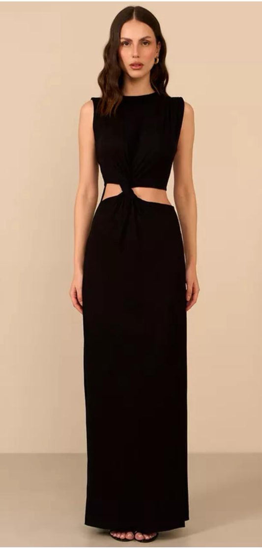 VESTIDO PRETO MALHA CANELADA VAVA
