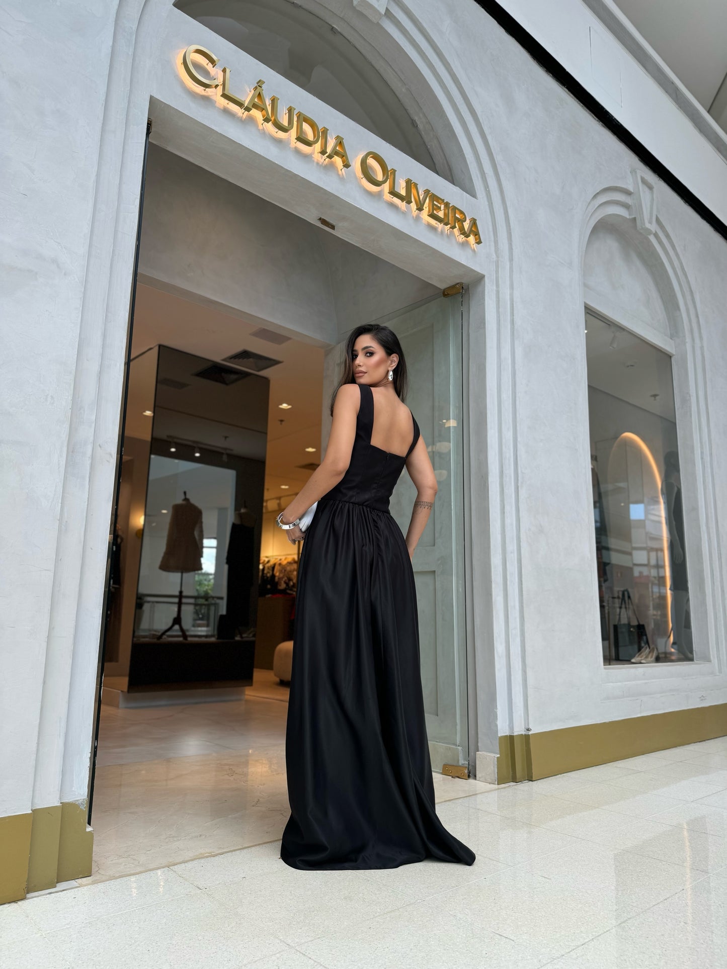 Vestido Lalibela Rosana Tafeta Preto