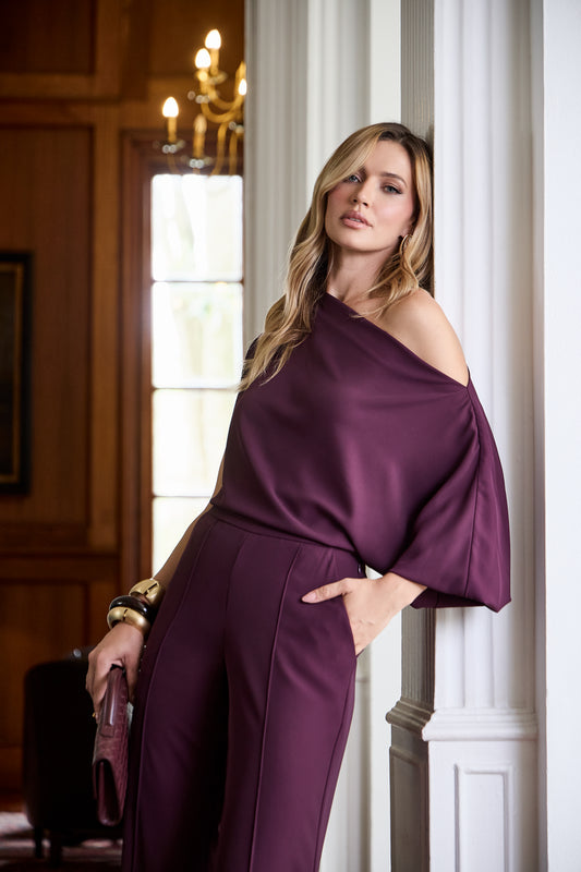 CONJUNTO LUZIA FAZZOLLI ALFAIATARIA UM OMBRO SÓ UVA