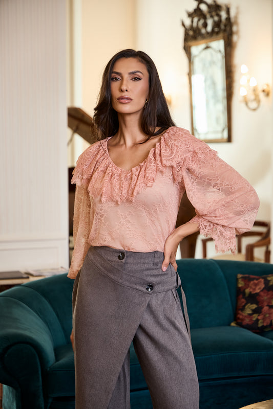 BLUSA LUZIA FAZZOLLI RENDA COMPOSE ROSE
