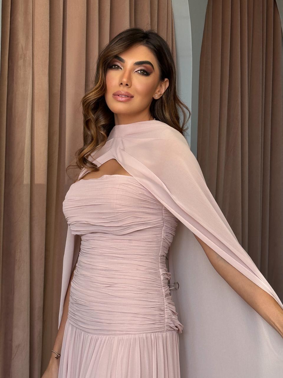 Vestido amissima longo lana rosa