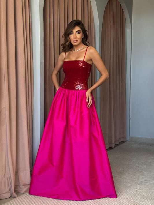 Vestido amissima longo betty rosa