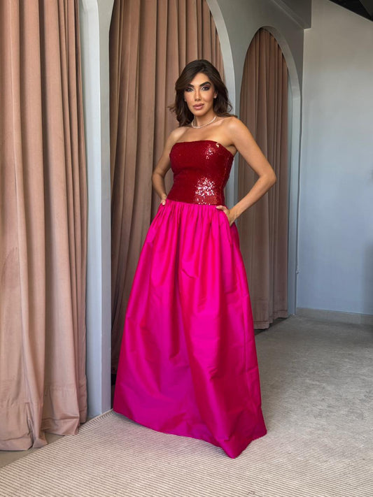 Vestido amissima longo betty rosa