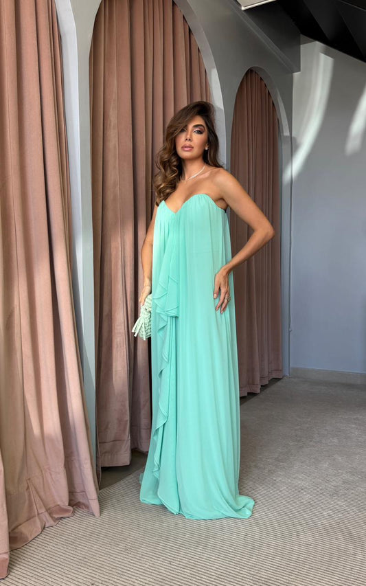 Vestido dpsco longo mia verde menta