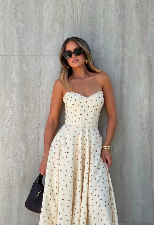 VESTIDO BRUNA ESTAMPADO CREME