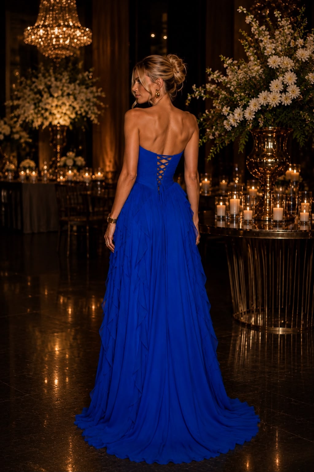 VESTIDO SRBRAND LONGO TRANÇADO COSTAS AZUL