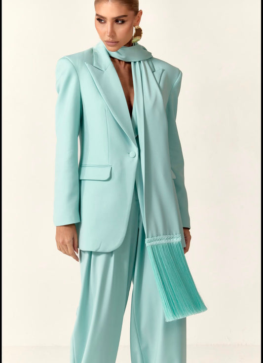CONJUNTO CLOSET DELUXE ALF.BLAZER C ECHARPE FRANJA