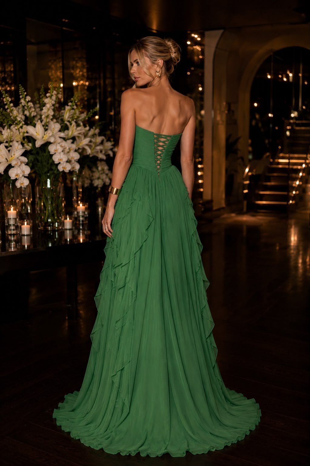 VESTIDO SRBRAND LONGO TRANÇADO COSTAS VERDE