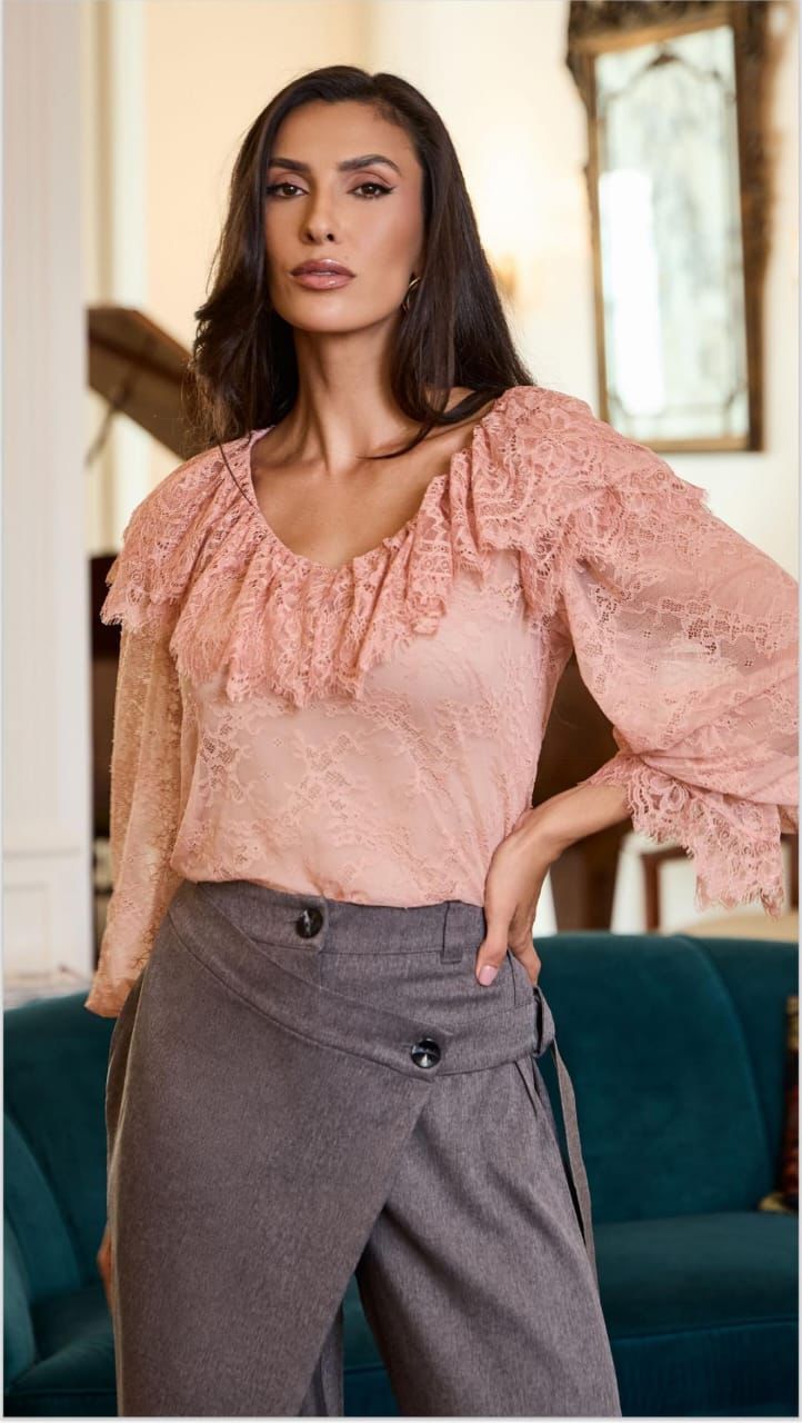 BLUSA LUZIA FAZZOLLI RENDA COMPOSE ROSE