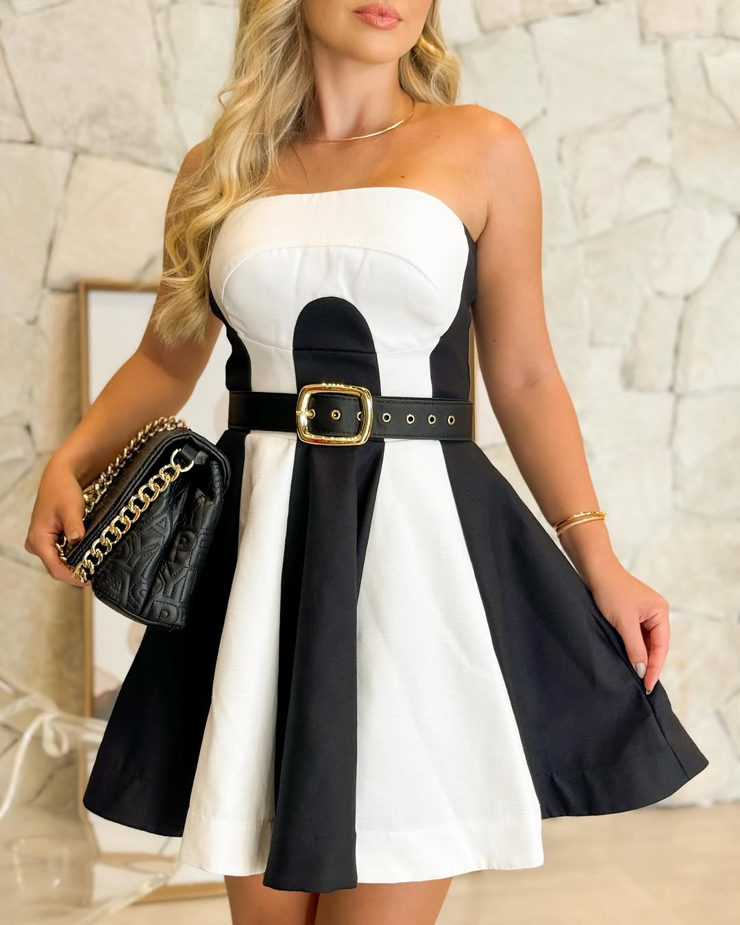 Vestido Amarante Amelia P&B Godê