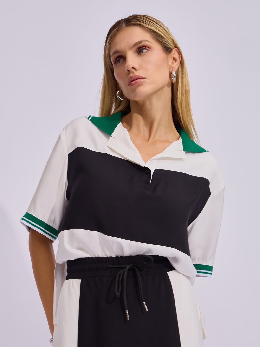 Conjunto Raizz Bicolor Nara Off White Preto