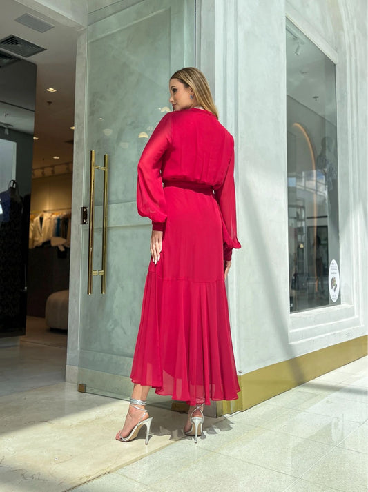 Vestido Dpsco Mani Midi Marsala