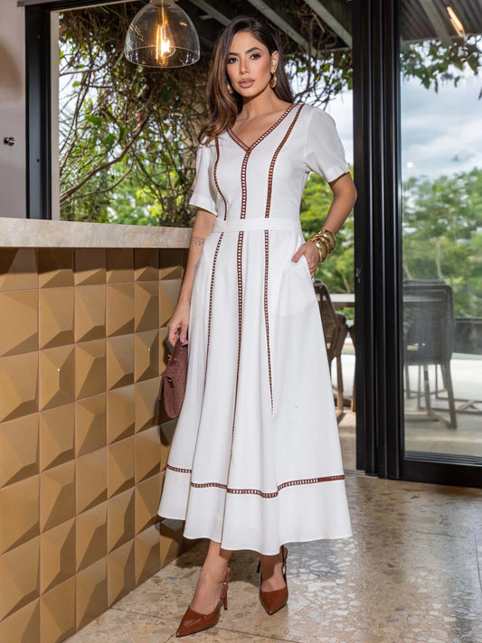VESTIDO LUZIA FAZZOLLI LINHO ENTREMEIO BICOLOR OFF