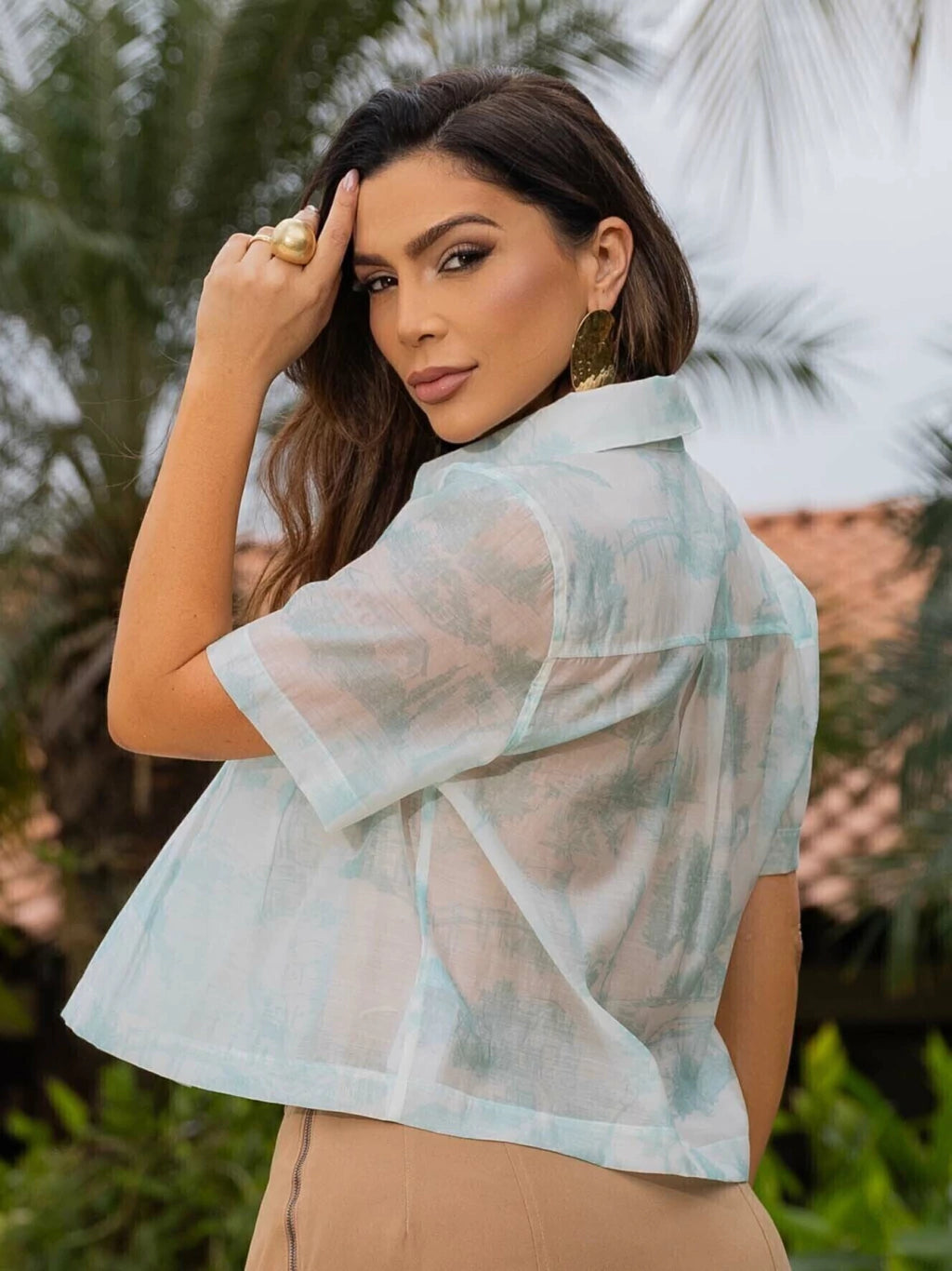 Camisa luzia fazzolli organza liocel estamp