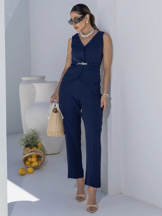 CONJUNTO LUZIA FAZZOLLI ALFAIATARIA COLETE MARINHO