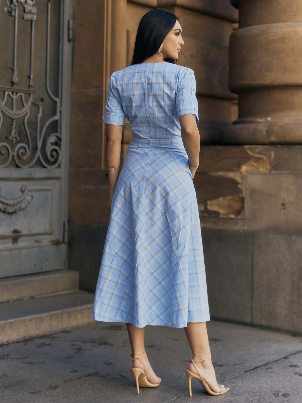 VESTIDO LUZIA FAZZOLLI SLUB CHAMISIER XADREZ