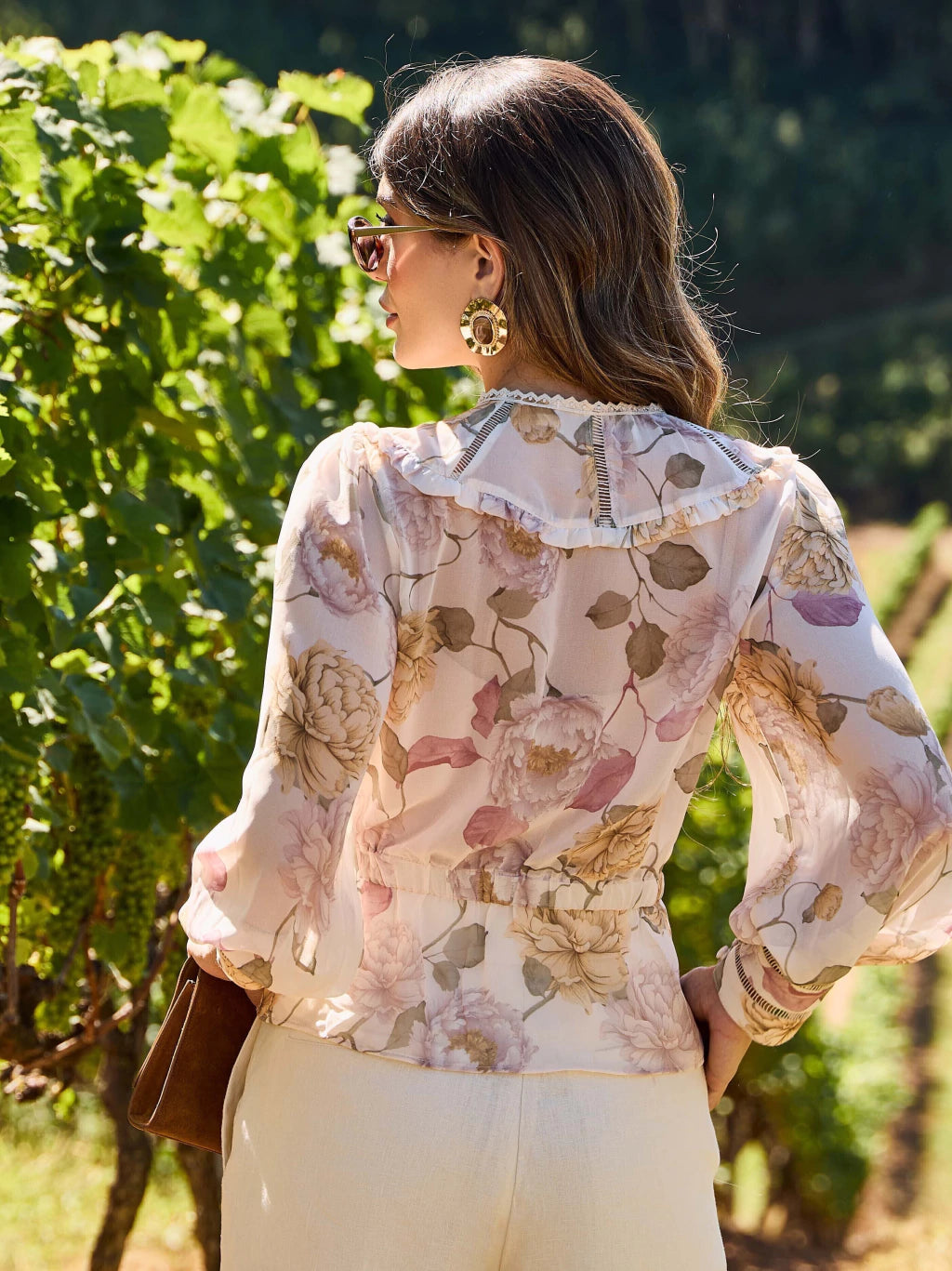 BLUSA LUZIA FAZZOLLI PEPLUM CHIFFON FLORAL