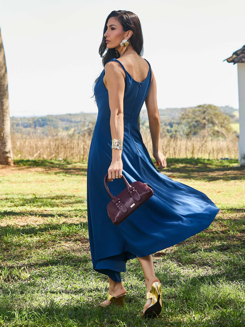 VESTIDO LUZIA FAZZOLLI DECOTE DEGAGÊ AZUL