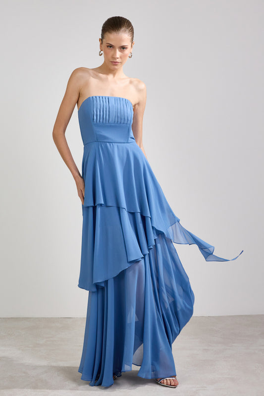 VESTIDO AVE RARA LONGO BRENA AZUL