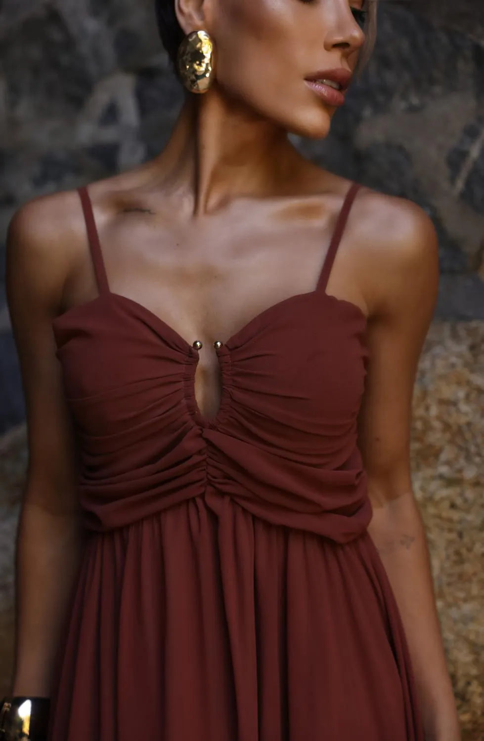 Vestido duplo sentido dominique marrom