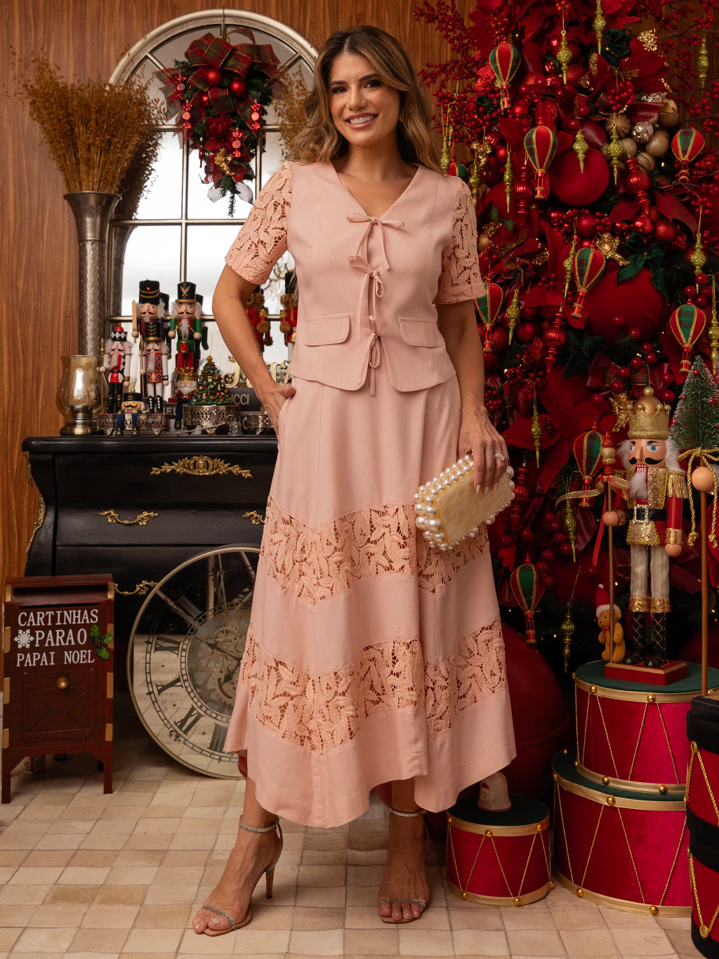 CONJUNTO LUZIA FAZZOLLI LINHO COM RENDA ROSE