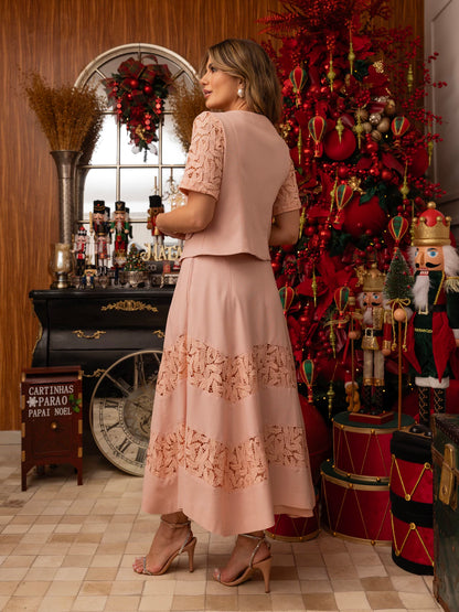 CONJUNTO LUZIA FAZZOLLI LINHO COM RENDA ROSE