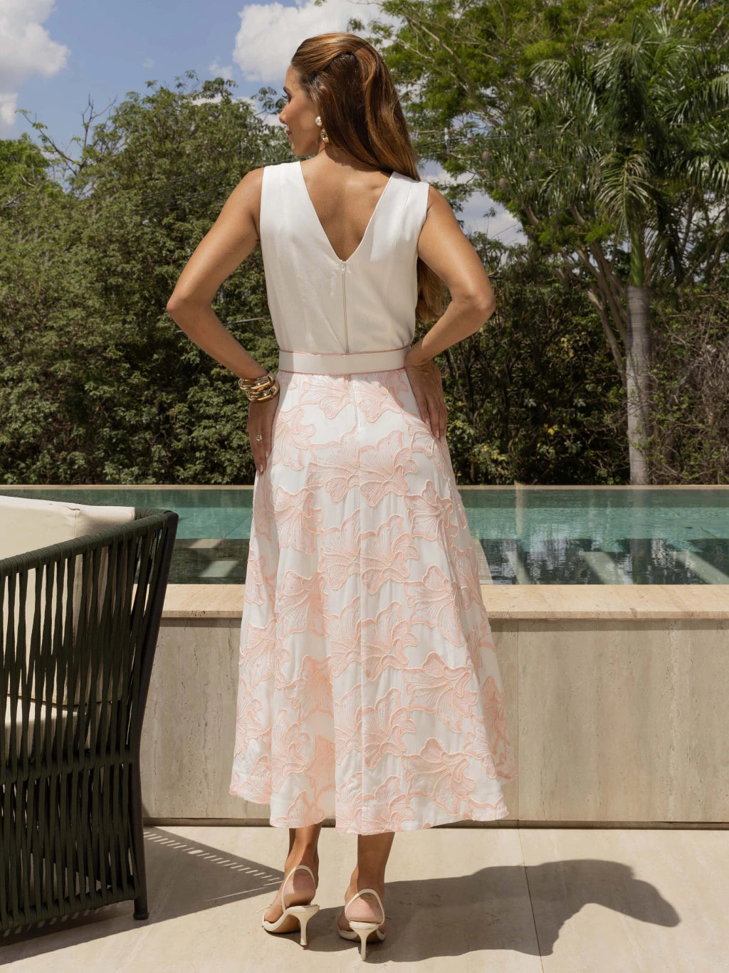 VESTIDO LUZIA FAZZOLLI LINHO BORDADO ROSA CLARO