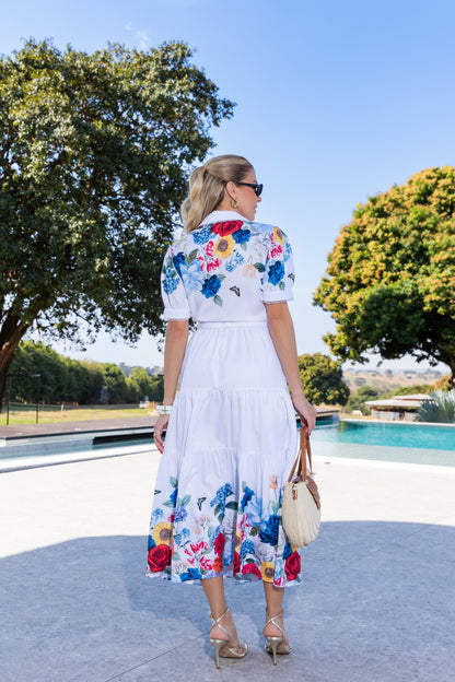 VESTIDO TRICOLINE CHEMISIER ESTAMPA FLORAL
