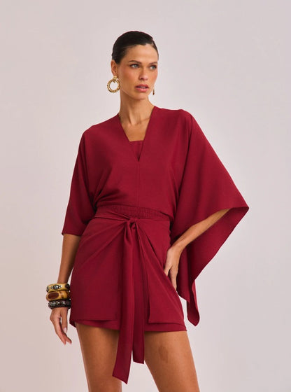 Conjunto raizz vinho amplo com capa