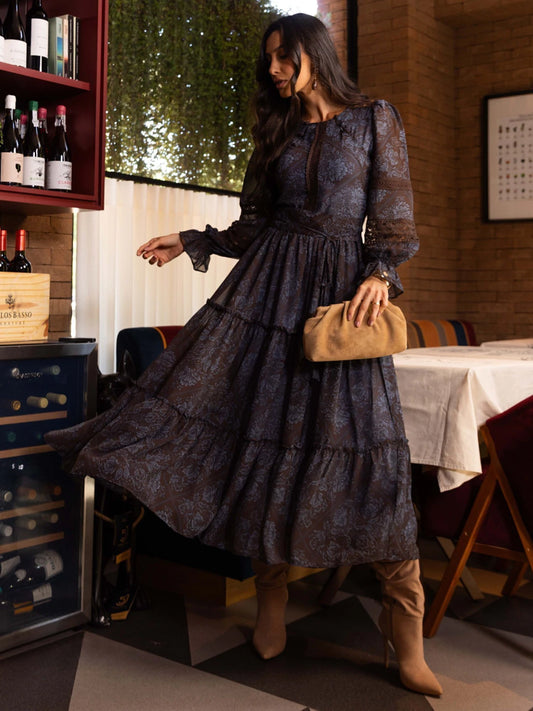 VESTIDO LUZIA FAZZOLLI CHIFFON C CINTO ESTAMPADO