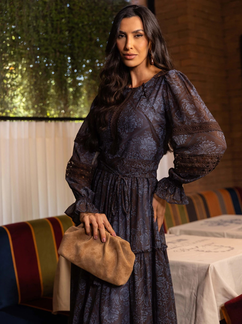 VESTIDO LUZIA FAZZOLLI CHIFFON C CINTO ESTAMPADO