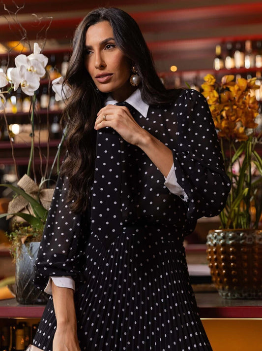 CONJUNTO LUZIA FAZZOLLI CHIFFON PLISSADO POA PRETO