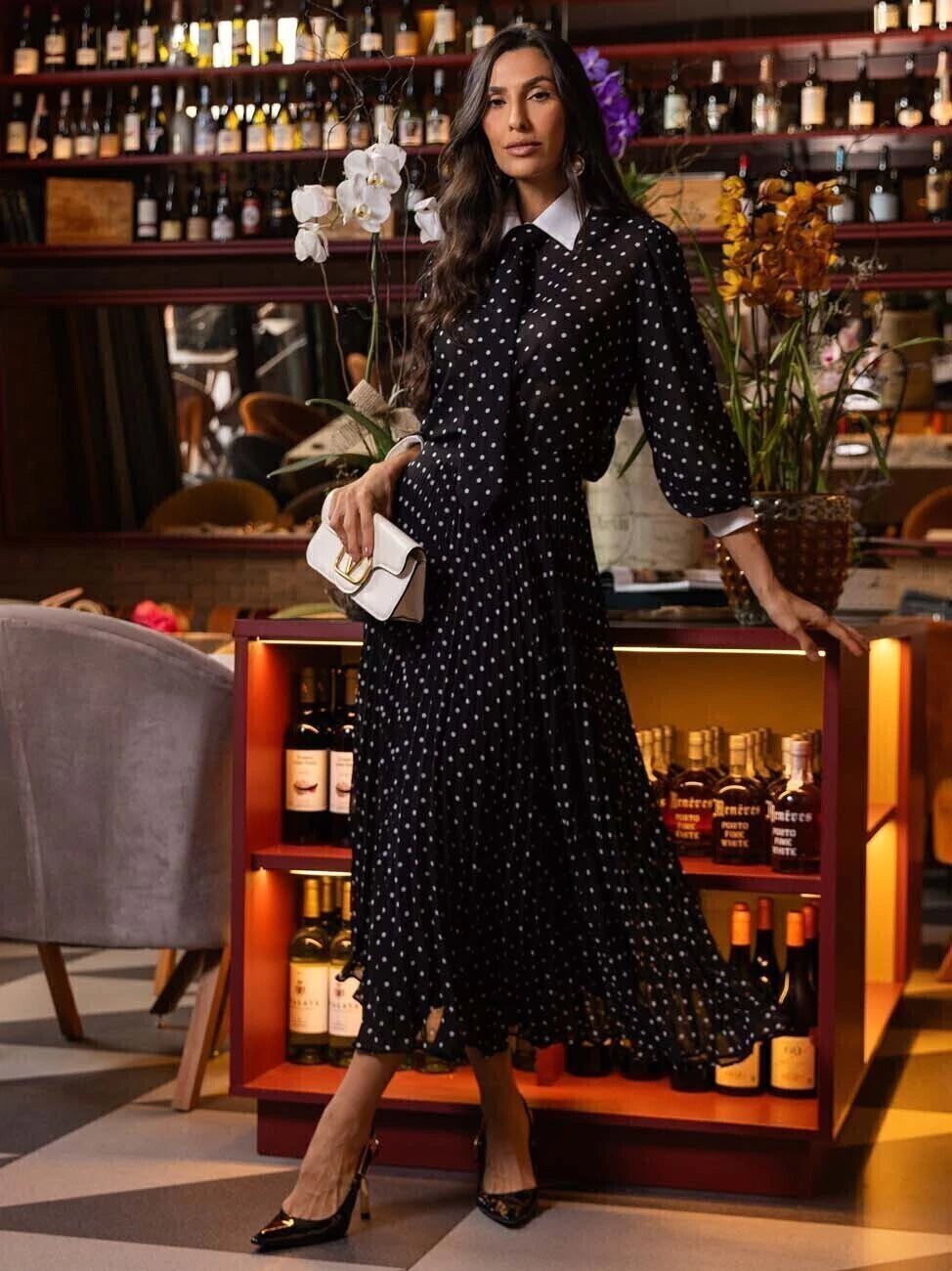 CONJUNTO LUZIA FAZZOLLI CHIFFON PLISSADO POA PRETO