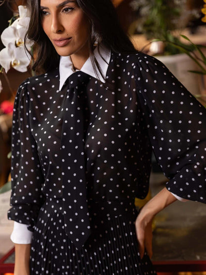 CONJUNTO LUZIA FAZZOLLI CHIFFON PLISSADO POA PRETO