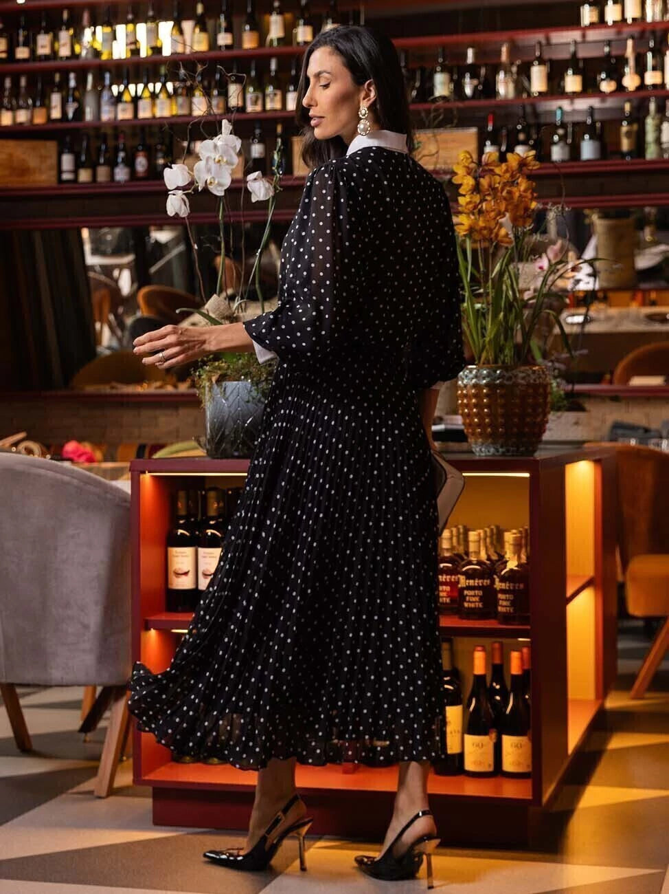 CONJUNTO LUZIA FAZZOLLI CHIFFON PLISSADO POA PRETO