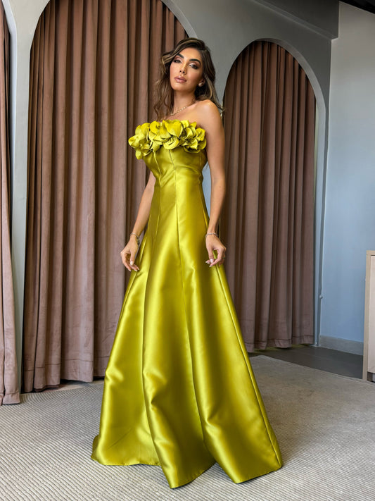 VESTIDO DPSCO LONGO BRIANA VERDE AVOCADO
